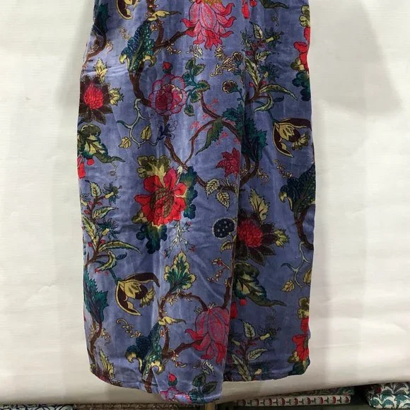 Floral Print Velvet Kimono Luxury Jacket, Party Boho Robe Lounge Wear - Unisex - Picture 7 of 16